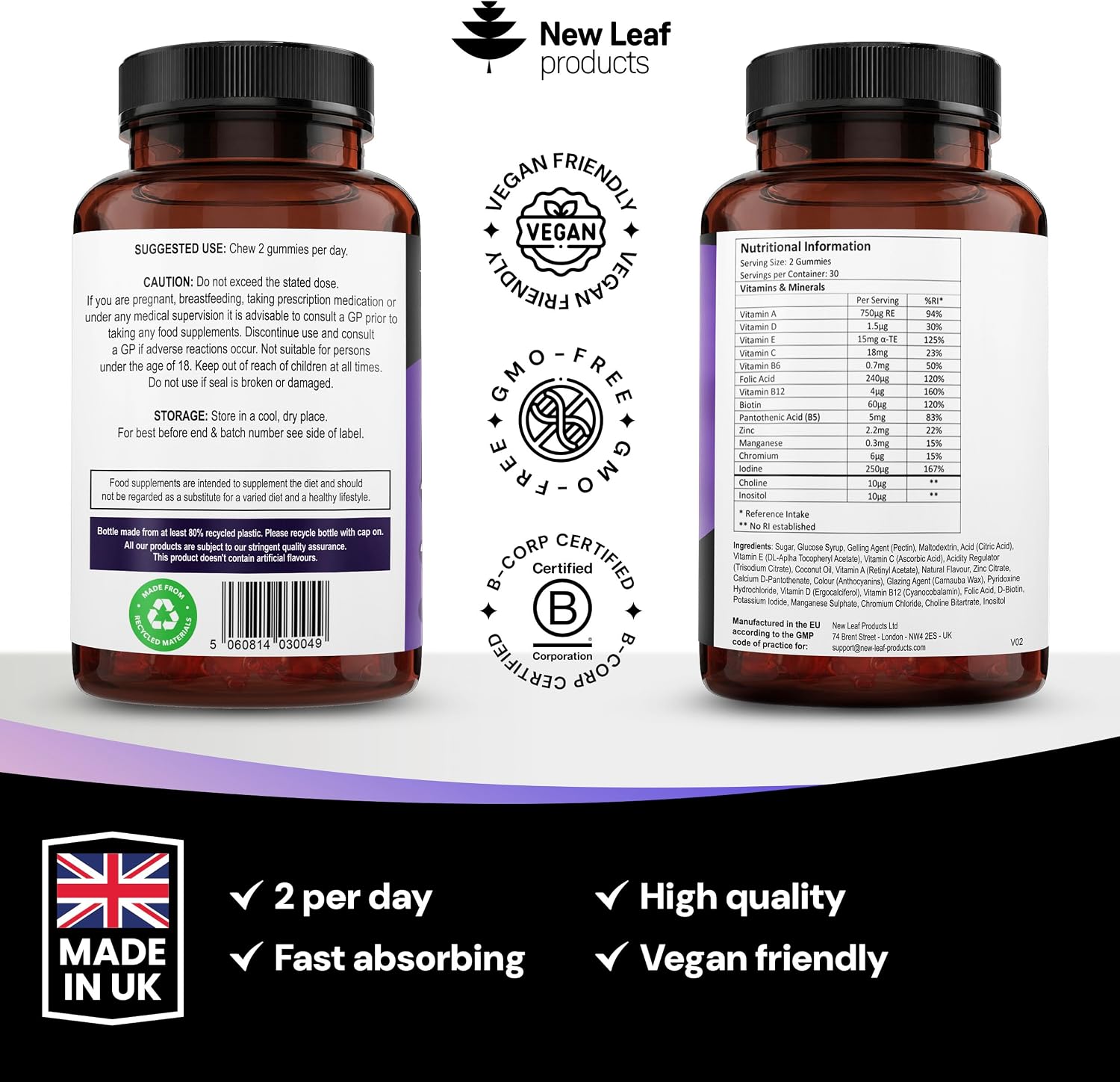 Bottle label and certifications